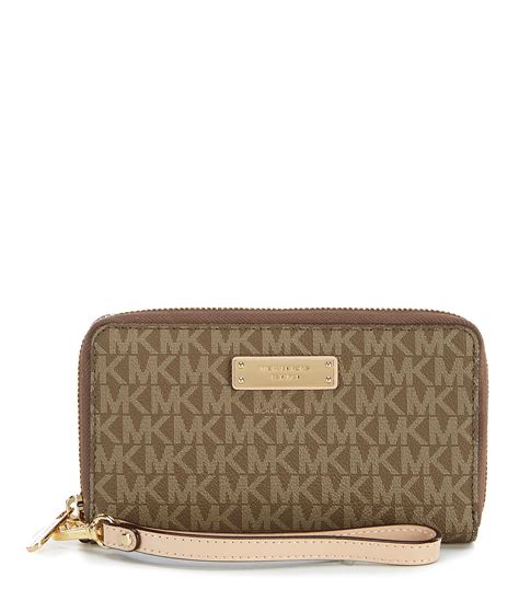 michael kors jet set signature multifunction wallet white and brown|Michael Kors Wallet double zip.